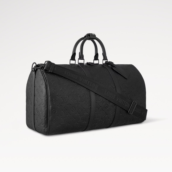 Louis Vuitton Black Duffel Bag with Monogram Pattern and Leather Material - Picture 6 of 10